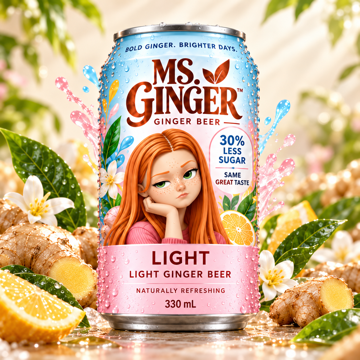 Light Ms. Ginger ginger beer can